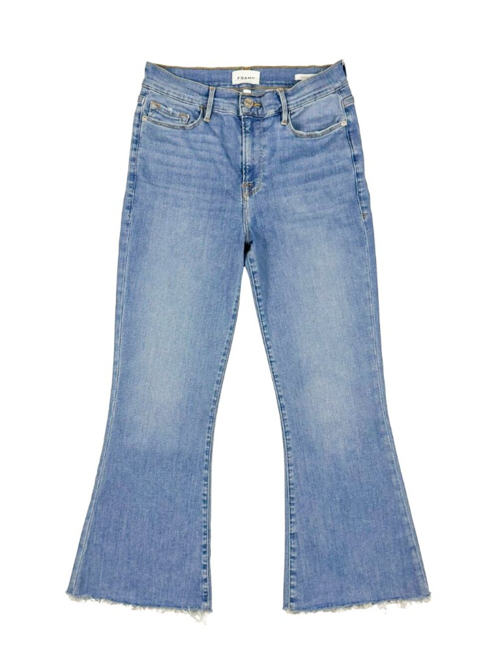 FRAME Le Crop Mini Boot Jeans Raw Hem Flare 28 Morning Blue LCFRA291 - Picture 13 of 14